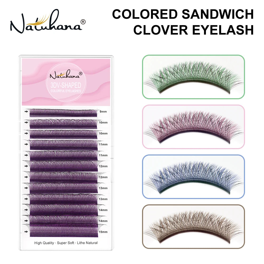 NATUHANA Colorful 3D W-shape Lashes Premade Volume Fan Lash Qme