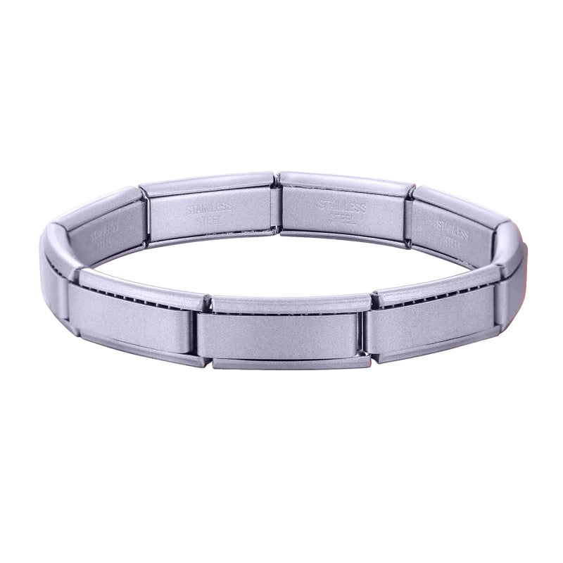 Premium Italian Charm Stainless Steel Bracelets For Women Men 20mm*9mm Width Elastic DIY Modular Bracelet Jewelry Gift Wholesale Qme Style 6