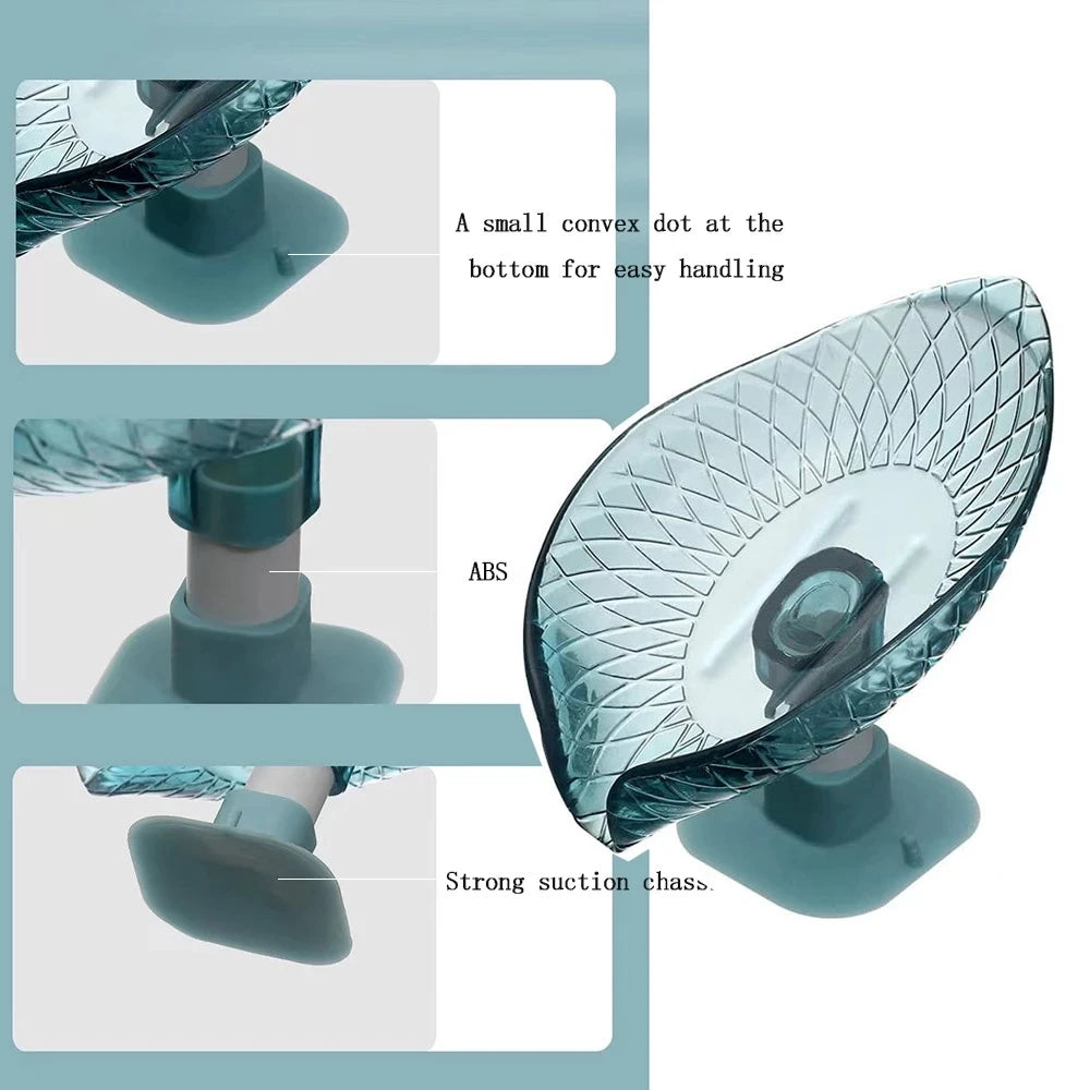 Leaf Shape Soap Box Drain Soap Holder Bathroom Accessories Suction Cup Soap Dish Tray Soap Dish For Bathroom Soap Container Qme