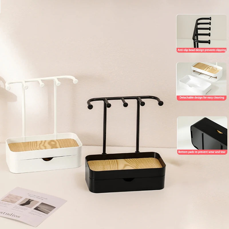 Jewelry Storage Rack Wooden Base Bracelet Rings Holder Fashion Qme