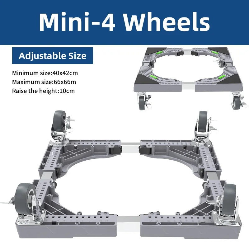 Washing Machine Mobile Bracket Wave Wheel Drum Universal Lifting Multifunctional Shock-absorbing and Height Increasing Base Pad Qme 4 wheels