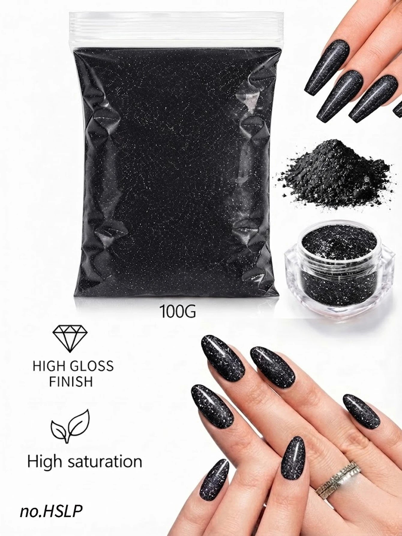 Acrylic Powder Nail Polish System Clear White DI Qme black