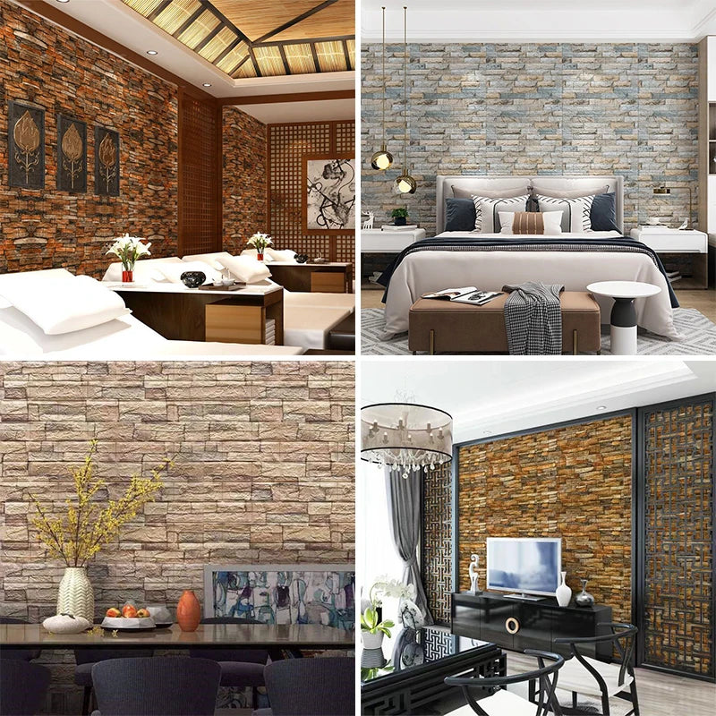 Stain Resistant Waterproof 3D Brick Wallpaper 38 5cmx35cm Wall Qme