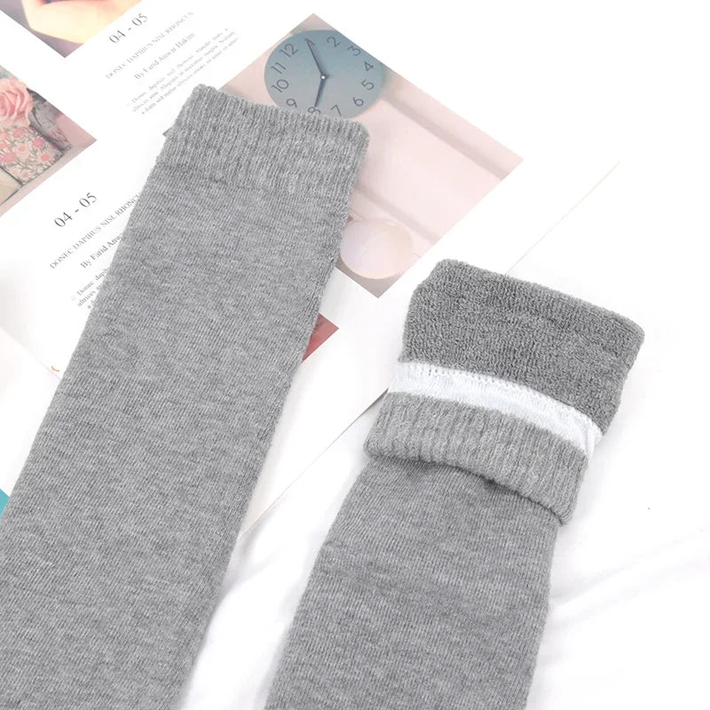 Winter Men's Knee Long Socks Harajuku Wool Keep Warm Longer Stocking Compression Terry Cycling Socks Cotton Thicken Sokken Gift Qme