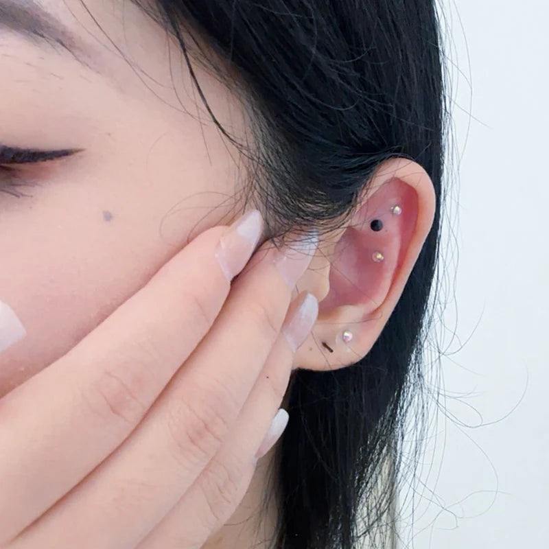 Fashion Bowknot Colorful Rhinestone Pearls Ear Point Stickers Qme