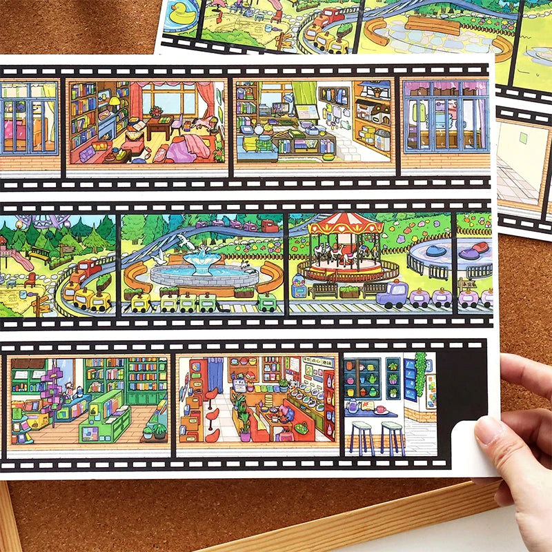 Urban Life Scene Miniature Diorama Stickers, Abundant Indoor & Outdoor Collage Materials, Healing Lifestyle Essentials Qme