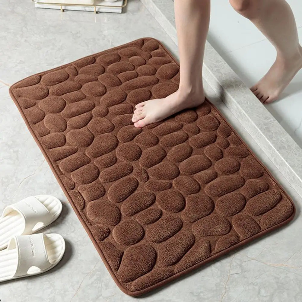 Memory Foam Bathroom Mat Pebble Carpets Super Soft Toilet Washable 40*60cm Absorbent Bathmats Bathroom Qme Coffee