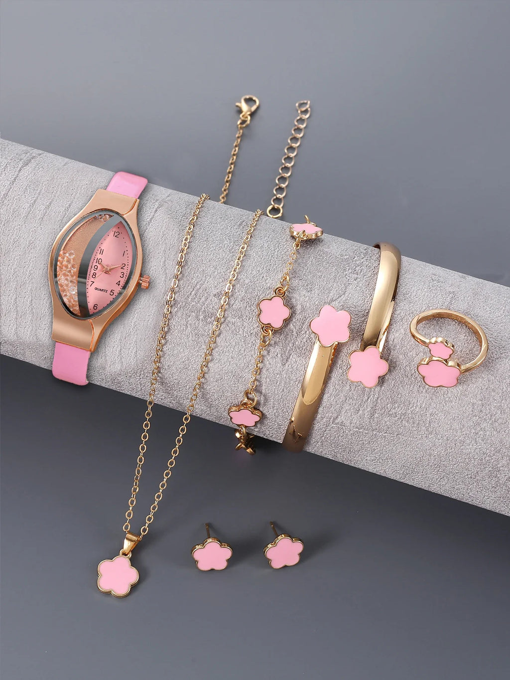Hot selling fine leather with rhinestones, fashionable women's watch, half diamond ball rolling sand women's quartz watch Qme