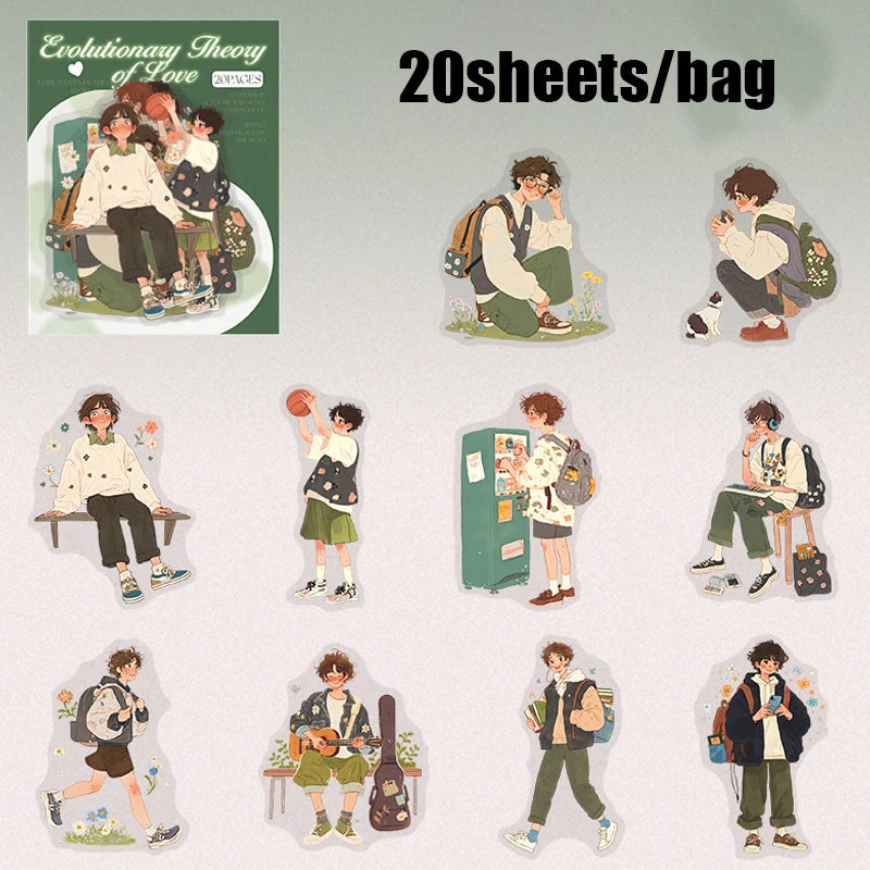 20 Sheets Couple Love Stickers Romantic DIY Scrapbook Journal Laptop Phone Case Decoration for Valentine's Day Gift Dating Coupl Qme 2