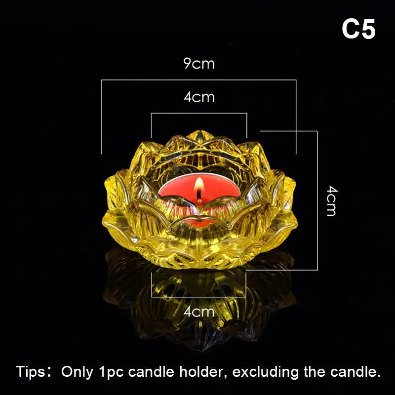 Glass Lotus Candle Holder Windproof Heat Resistant Suitable Use As Qme C5