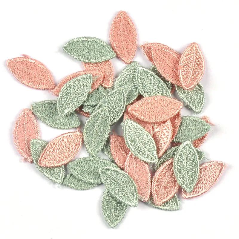 50Pcs Leaf Shape Patches For Kids DIY Applique Clothing Embroidery Lace Appliques For Handmade Sewing Accessories DIY Fabric Qme