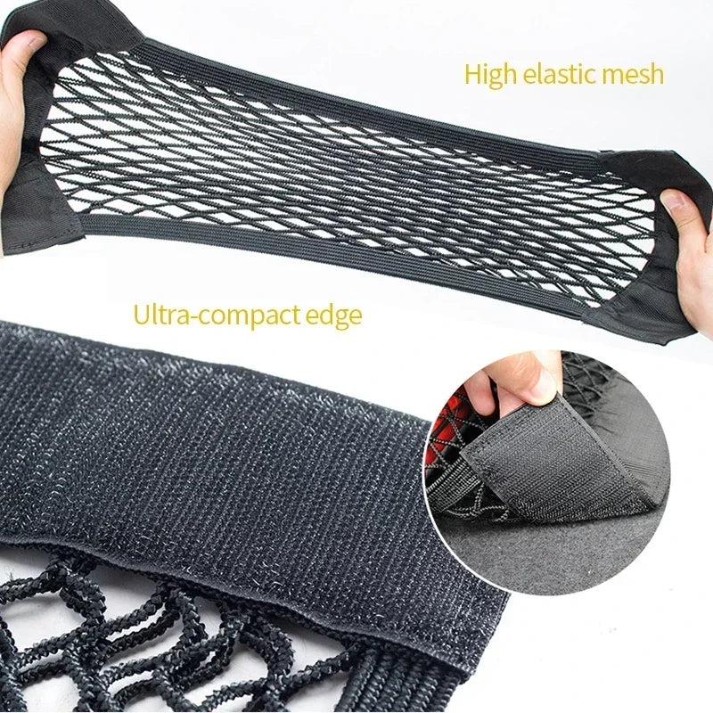 Car Storage Net Stretchable Mesh Pocket Magic Elastic Sticker Qme