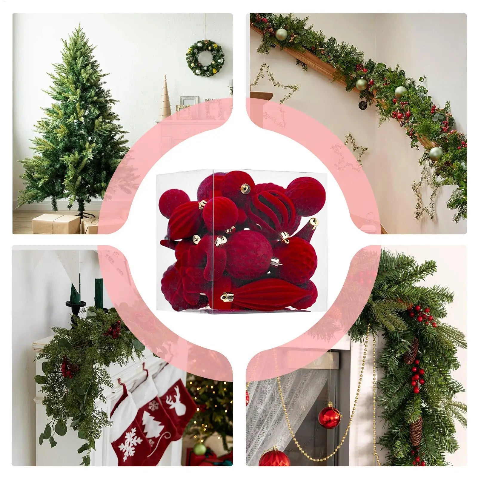 Christmas Tree Ornaments Velvet Balls Shatterproof Holiday Decor Pendant Velvet Christmas Tree Decorations For Indoor Outdoor Qme