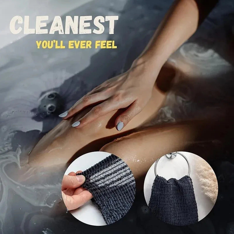 Exfoliating Bath Scrub Towel Ergonomic Handle Back Arms Legs Gentle Qme