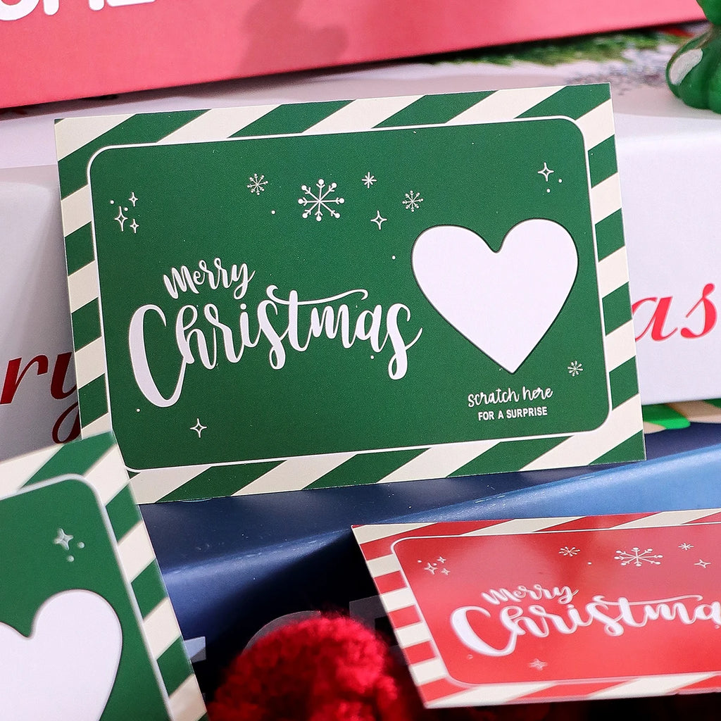 10Pcs/20Pcs Creative Merry Christmas Themed Lucky Scratch-Off Cards, Cute Cartoon Christmas Element Surprise Greeting Cards Qme