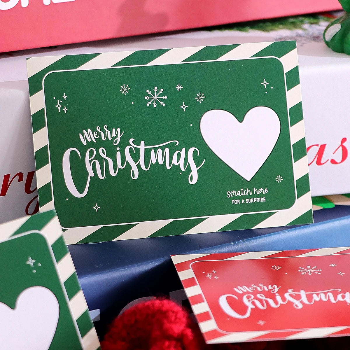 10Pcs/20Pcs Creative Merry Christmas Themed Lucky Scratch-Off Cards, Cute Cartoon Christmas Element Surprise Greeting Cards Qme