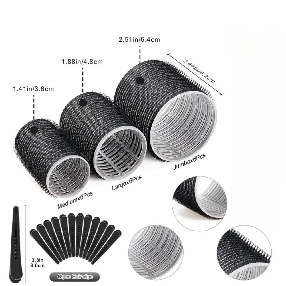 Heatless Hair Styling Self-grip Rollers Clips DIY Easy Use Qme