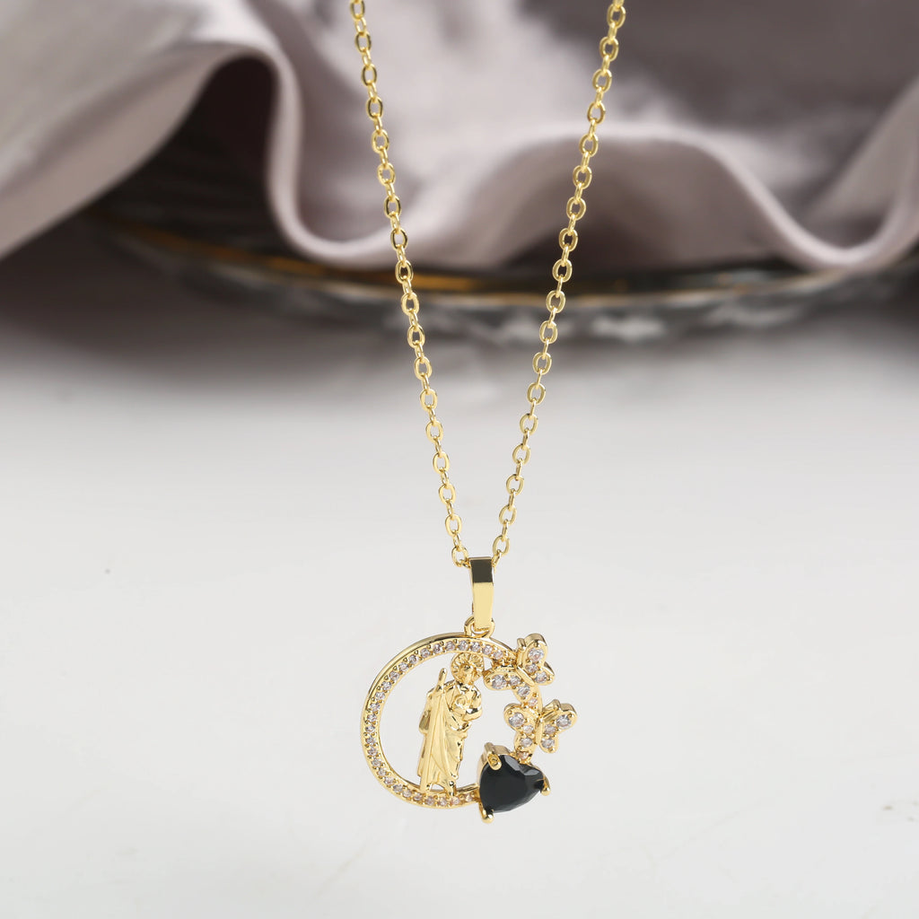 INS Hot Sale Shiny Zirconia St. Jude Pendant Necklace Fashion Woman Religious Jewelry Choker Exquisite for Party Jewelry Gift Qme 11