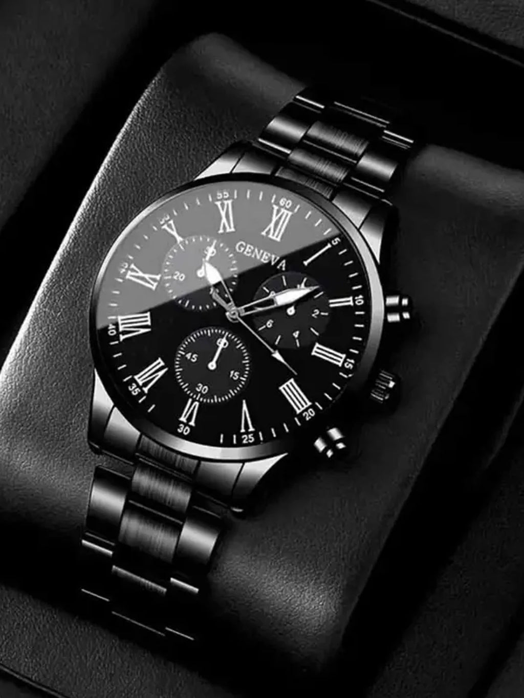 2pcs Fashionable Men's Steel Band Watch Geneva Casual Business Quartz Watch Stylish Timepiece Qme