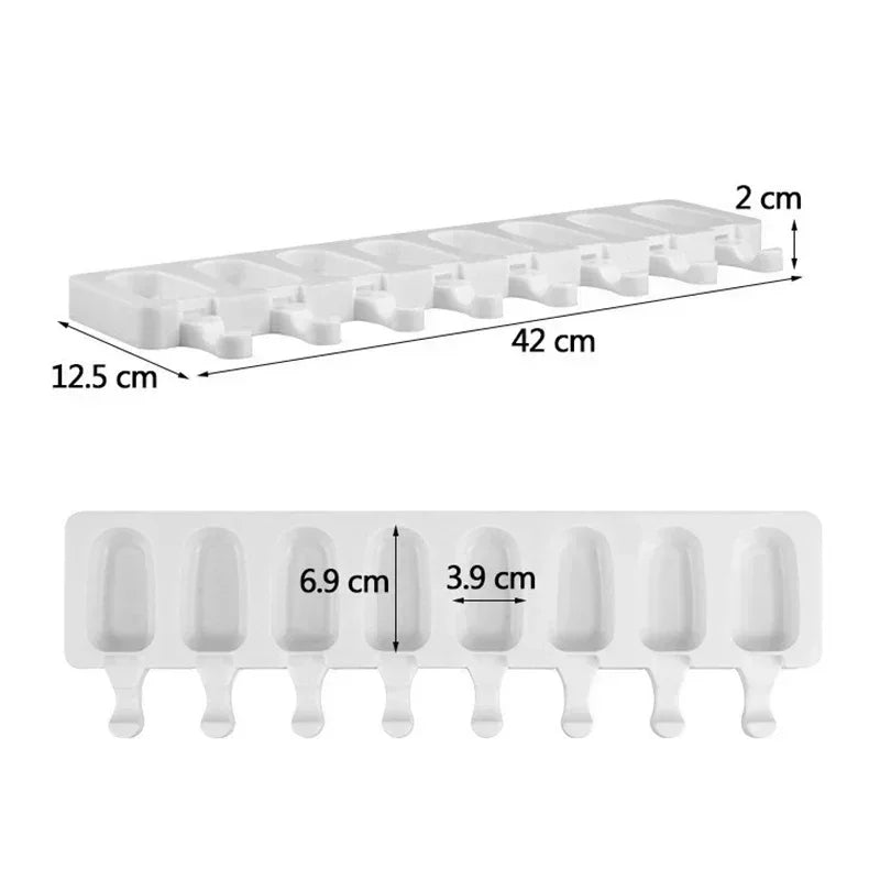 4 8 Hole Silicone Ice Cream Forms Popsicle Molds DIY Homemade Dessert Qme L