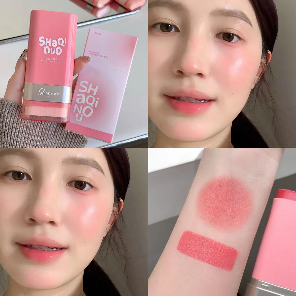 SHAQINUO Large-capacity High Color Rotating Blush Cream Stick 13g Moisturing Natural Long-lasting Waterproof Non-Removing Blush Qme S9127-6