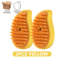 Steam Hair Removal Brush Electric Spray Cat Hair Brush Three in One Silicone Brush Used to Massage Pets Remove Floating Hairs Qme Yellow-2pcs