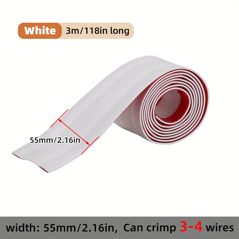 Cable Protector Self-Adhesive PVC Wire Protection Strip Insulation Cord Protection Cover Wear Resistant Prevent Trip Organizers Qme White-5.5cm 5M