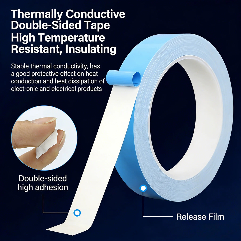 10M Double Sided Thermal Conductive Tape, Heat Resistant -25~130℃ for Automotive/LED/PCB High Adhesion for PCB/Heatsink/GPU Qme