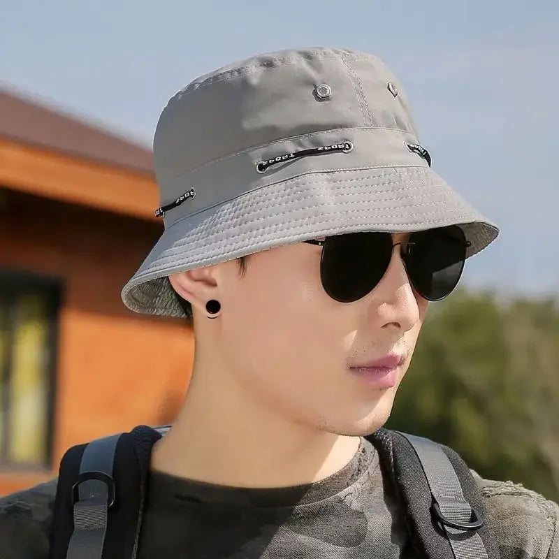 Stringed Bucket Hat Panama Breathable Sun Protection Fisherman Hat for Men Women Girls Summer Travel Sports Hiking Beach Bob Hat Qme
