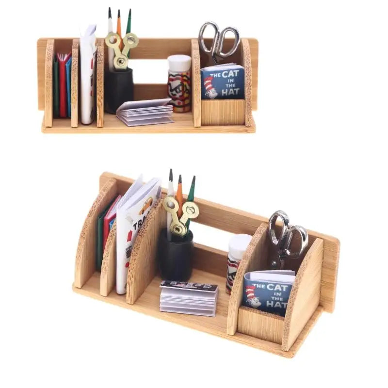Doll House Accessor Dollhouse Miniature Desktop Bookshelf Stationery Qme
