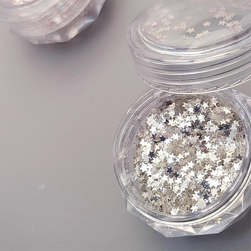 Mini Sparkling Star Nail Glitter Pentagram Decoration Salon Design Qme Silver