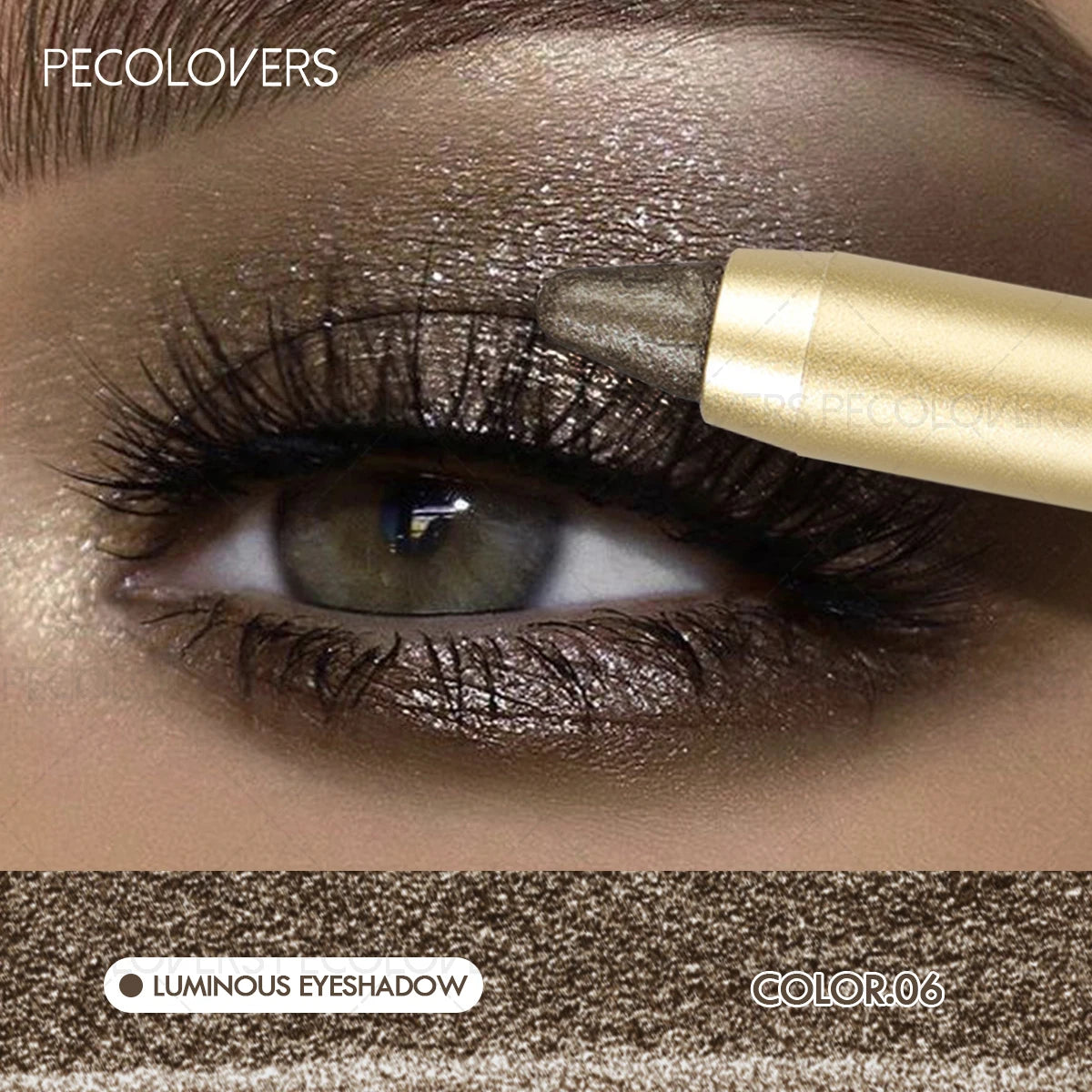 1 Pc Shimmer Eyeshadow Stick, Dual-ended Eyeshadow Pen, with Brush, Eye-catching Eye Makeup High Color Rendering, Concert Makeup Qme 06