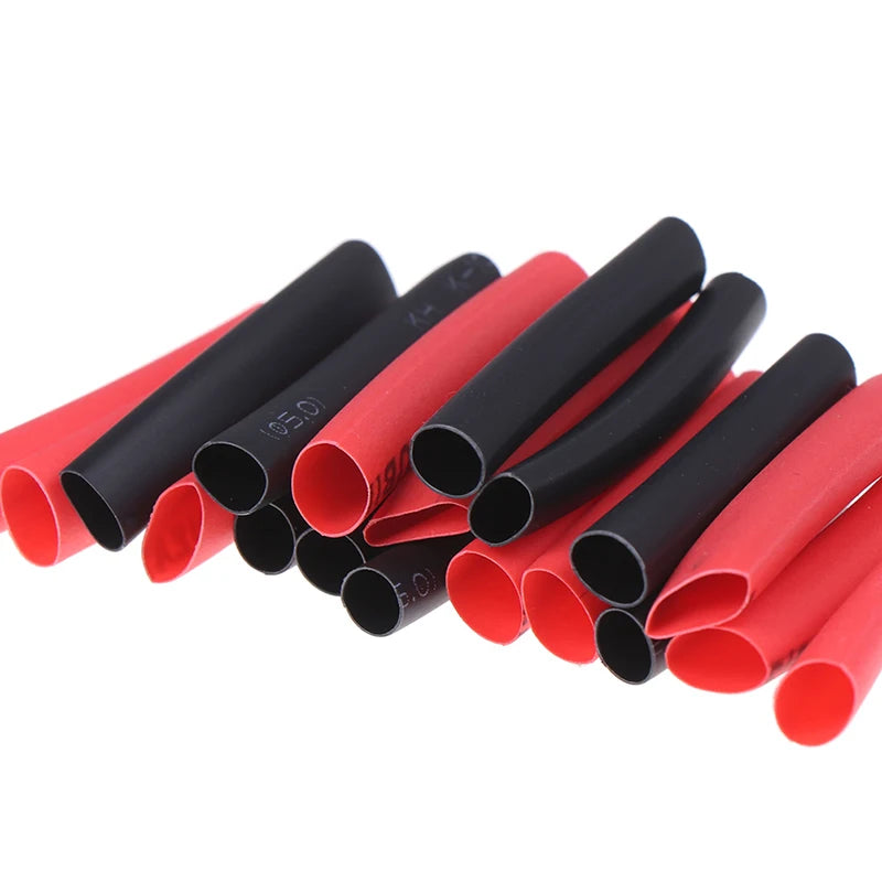 127Pcs Weatherproof heat shrink sleeving tubing tube assortment kit black glue. Qme