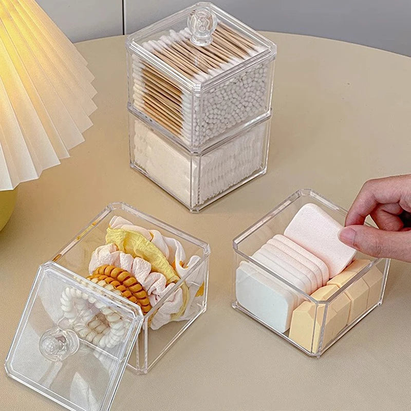 Cotton Swabs Dispenser Desktop Cosmetic Jewelry Cases Organizer Qme