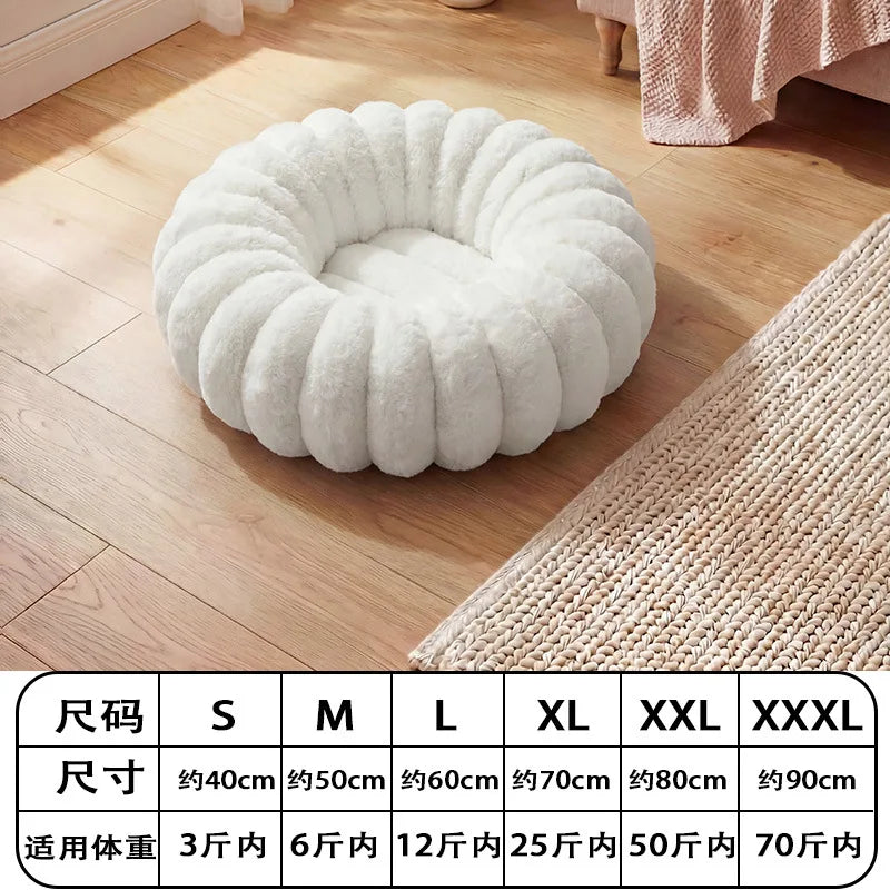 B 40-90cm 6 Sizes Round Pet Bed for Large Dog Bed Super Soft Cat Bed Plush Dog House for Medium Dog House Winter Warm Sleeping Qme