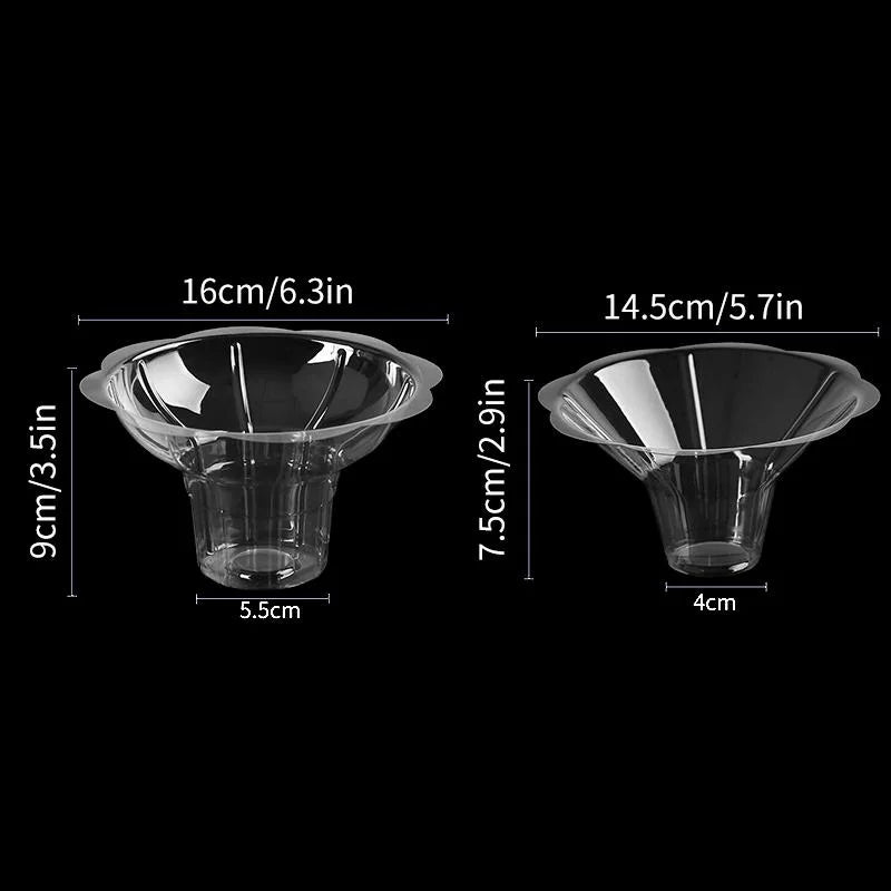 Transparent Shaved Ice Cups Flower Shaped Snow Cone Small Leak Proof Qme