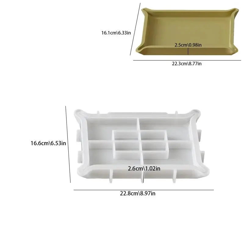 1Pcs Curved Corner Square Storage Tray Silicone Mold DIY Handmade Plaster Resin Jewelry Display Plate Craft Casting Molds Home D Qme A2