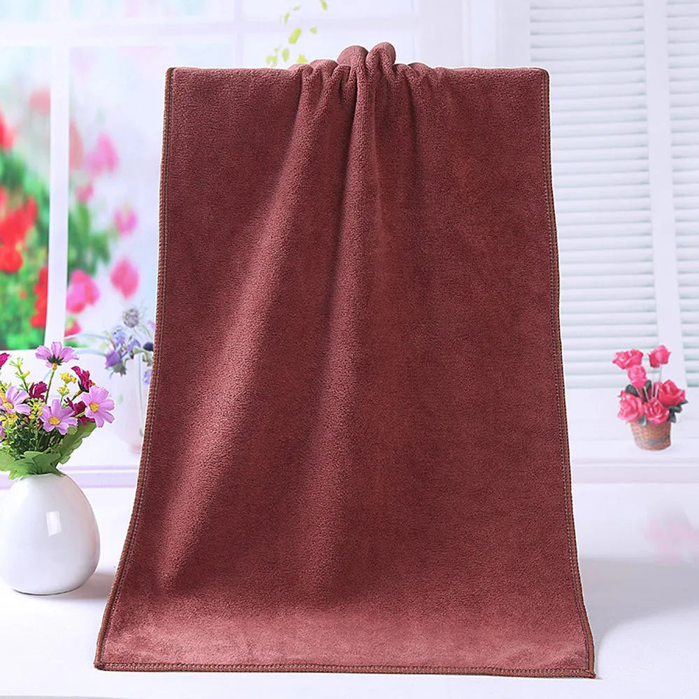 1PC Towel Shower Absorbent Superfine Fiber Soft Comfortable Towel Solid Color Soft, Absorbent And Breathable Bath Towel Qme Coffee