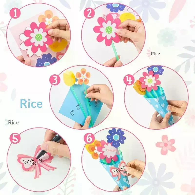 DIY Floral Card Making Kit - Easy Assembly Bouquet Craft for Greeting Cards - Perfect Handmade Gift for Teachers, Moms & Sisters Qme