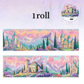 Wide European Town Scenery Washi Tape, Background Tape for Junk Journal Scene Making, Ideal Holiday & Birthday Gift Qme A