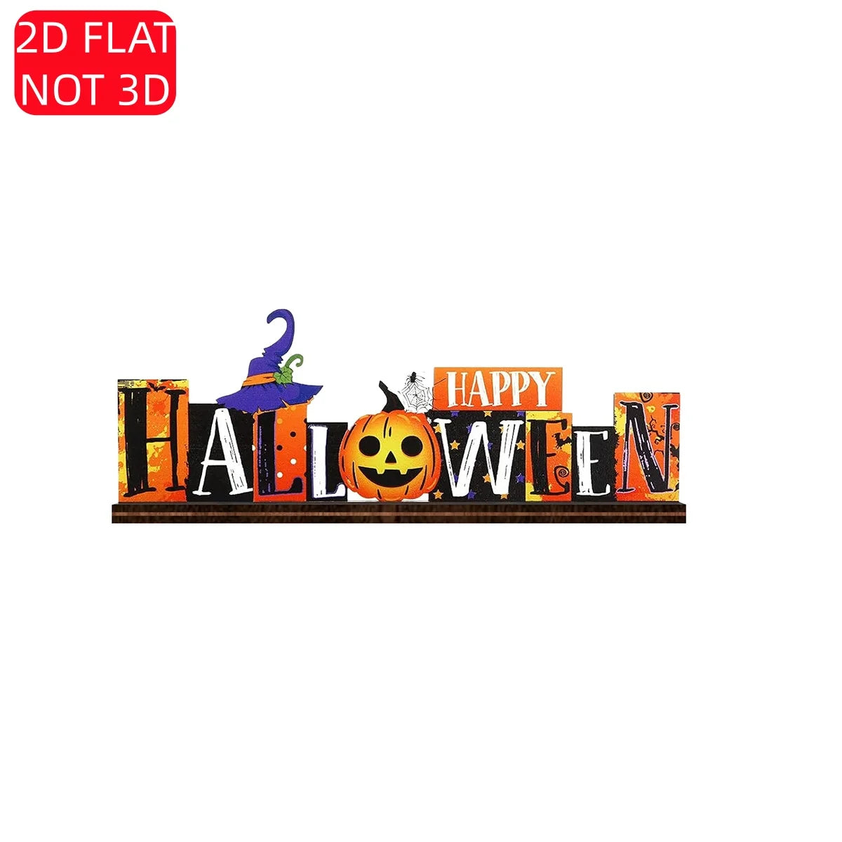 1 Set of 2D Halloween Wooden Tabletop Decorations, "Happy Halloween" Spooky Pumpkin Witch Hat Spider Web Pattern, Vintage Halloween Farmhouse Store Party Event Decorations ﻿ Qme Yxzh0345