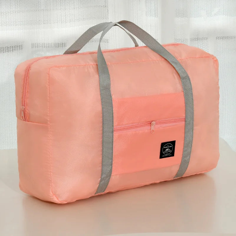 Portable Foldable Travel Airplane Bag Large Capacity Clothes & Quilt Storage Multifunctional Moving Luggage Tote Qme Pink