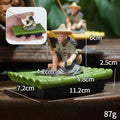 Outdoor Themed Elderly Fisherman Figurine Bamboo Raft PVC Statue Qme A1