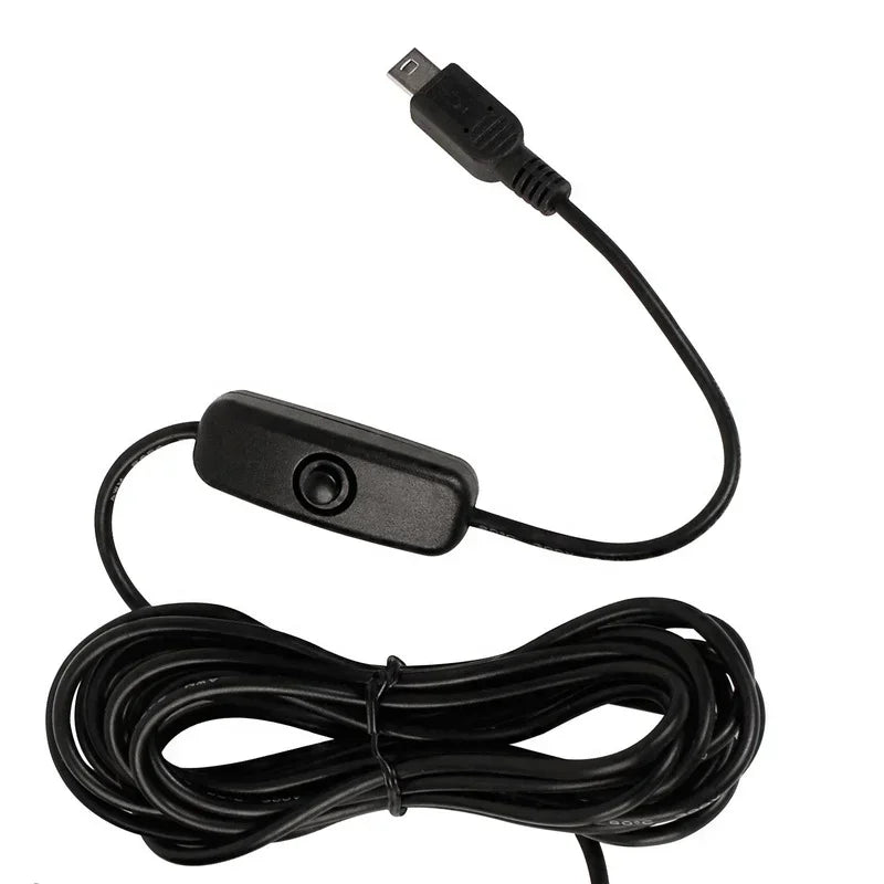 Output 5V 2A Mini Micro 5PIN USB Ports Car OBD Cigarette Adapter Lighter Power Box with 3.5m Switch Cable for Dash Cam Charging Qme Default Title