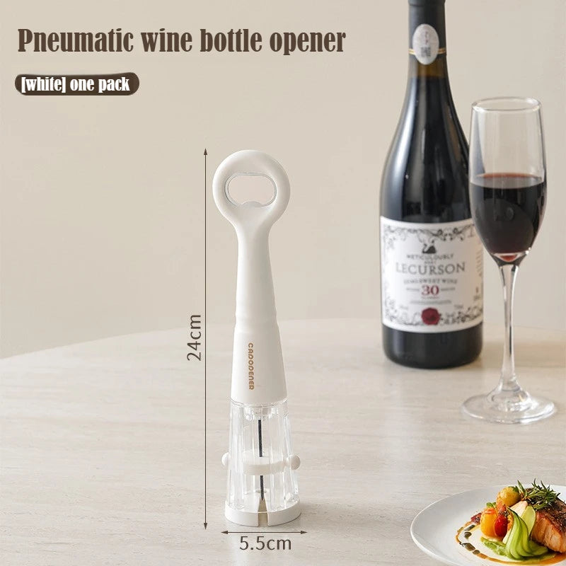 2-in-1 Air Pressure Wine Beer Opener Portable Corkscrew Kitchen Qme White