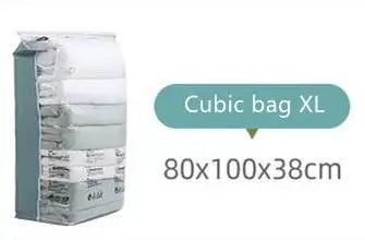 Extra Large No-Pump Vacuum Storage Compression Bags, Practical Space Saver to Store Clothes, Blankets and Bedroom Bedding Neatly Qme cubic Vacuum Bag XL