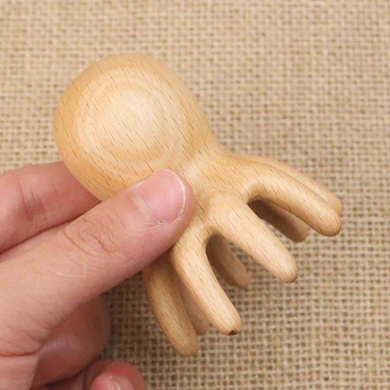 Sandalwood Octopus Massage Comb Head Meridian Scraping Scalp Brush Qme
