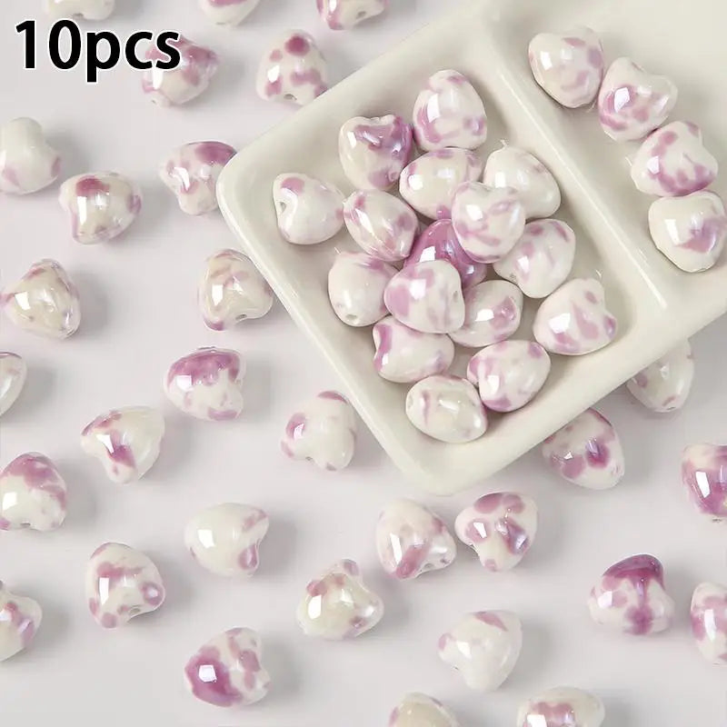 10Pcs Ceramic Loose Beads, DIY Jewelry Making Supplies for Necklaces & Earrings, Ceramic Pendants for Crafting Accessories Qme A14