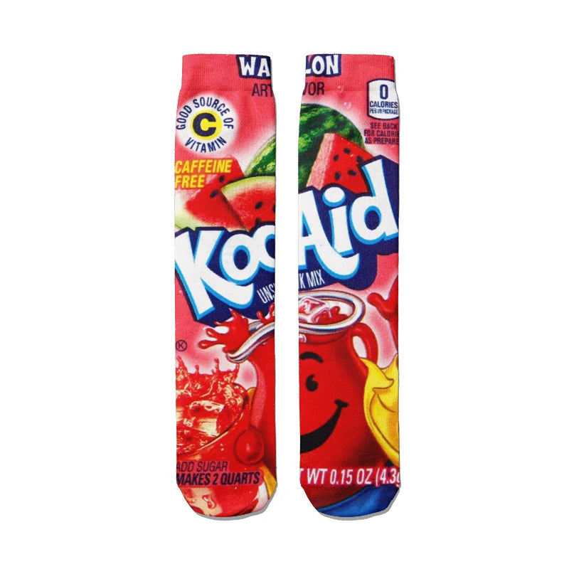 Fashionable Potato Chip Printed Socks Skateboard Youth Unisex Qme style5 One Size