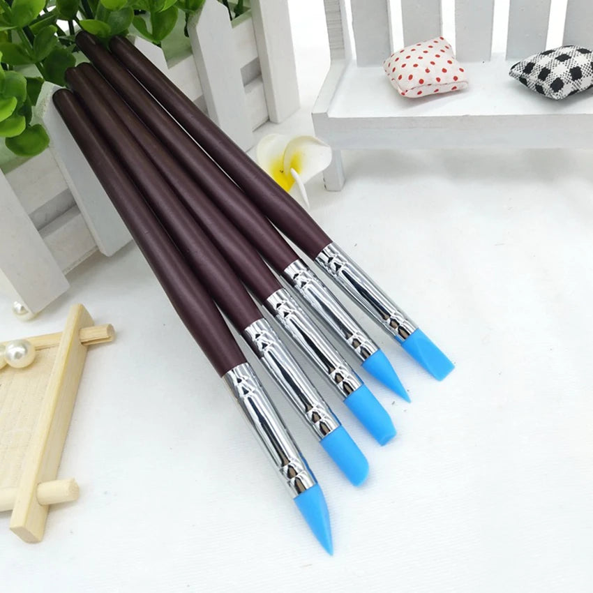 5PCS Sculpting Polymer Clay Tools Rubber Tip Silicone Brushes Pottery Clay Pen Shaping Carving Tools for Painting Nail Art New Qme